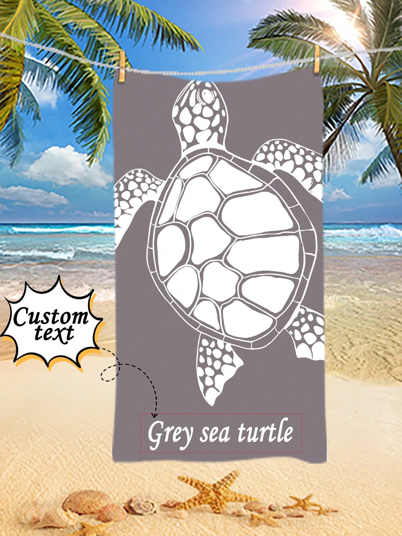 Personalized Sea Turtle Beach Towel